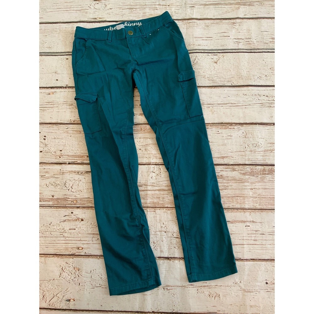 Gymboree Girls Super Skinny Cargo Pants Teal Blue Green Size 10 Utility Trousers